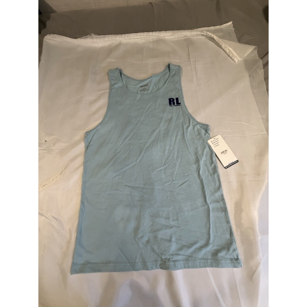 Reel Legends Blue Small Tank Top Flag Marlin Beach